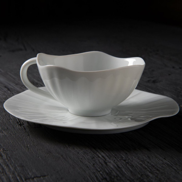 6 tasses et soucoupes Lotus Jacques Pergay - 2 tailles