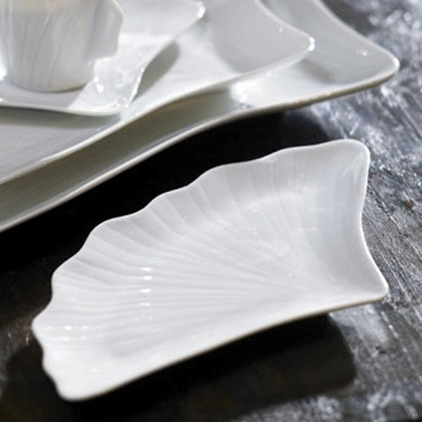 6 assiettes Gingko porcelaine Jacques Pergay - 3 tailles