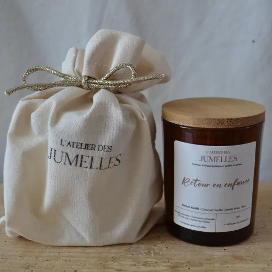 Bougie naturelle parfumée 180g - 40 heures - L'atelier des Jumelles - 4 parfums
