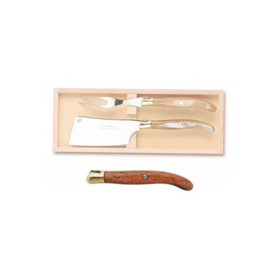 Coffret service à fromage 2 pièces Claude Dozorme bois exotique