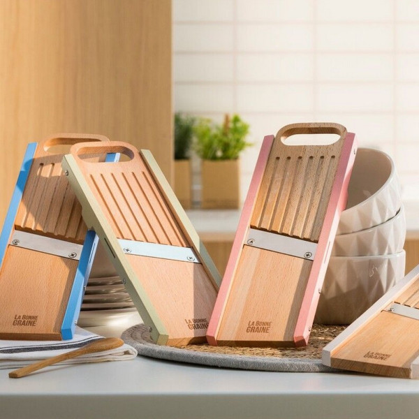 Mandoline bois traditionnelle lame inox Louis Tellier La bonne graine - 5 finitions