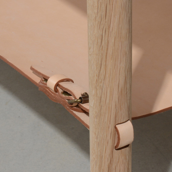 Table basse Amac Drugeot Manufacture chêne massif cuir