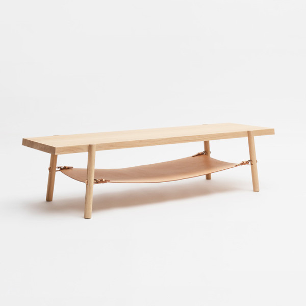Table basse Amac Drugeot Manufacture chêne massif cuir