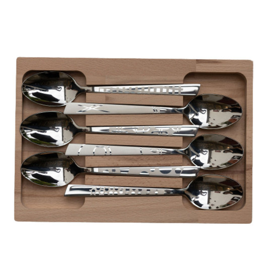 Coffret 6 cuillères de table décors maison Roger Orfèvre