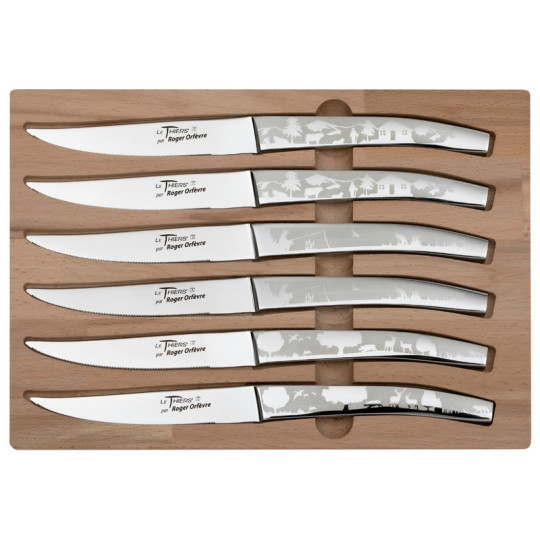 Coffret 6 couteaux Le Thiers décors paysages Roger Orfèvre