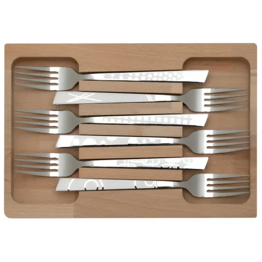 Coffret de 6 fourchettes décors maison Roger Orfèvre