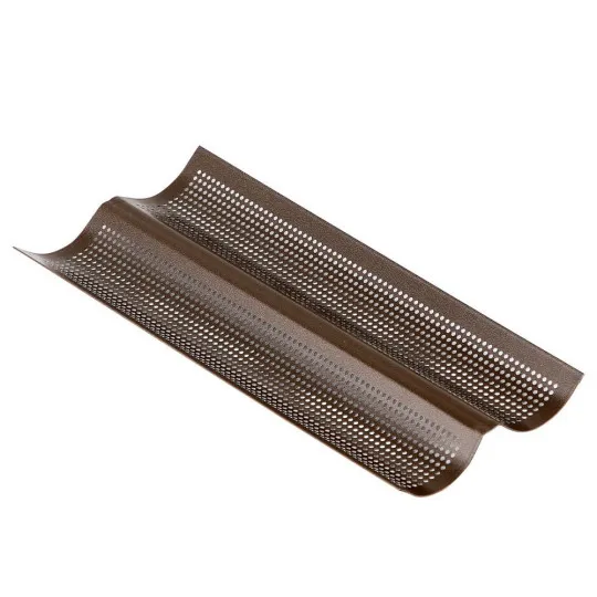 Plaque 2 baguettes perforée - antiadhérent - 380 x 160mm Gobel