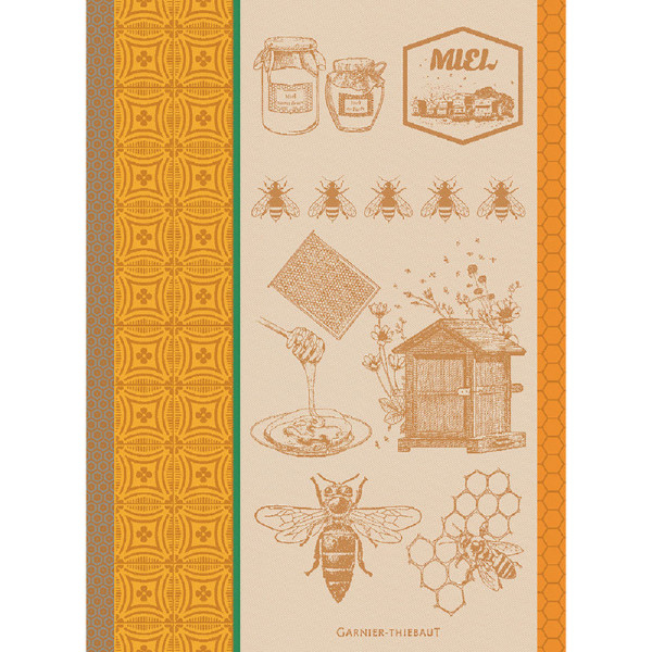2 Torchons Miel et abeilles ocre Garnier Thiebaut