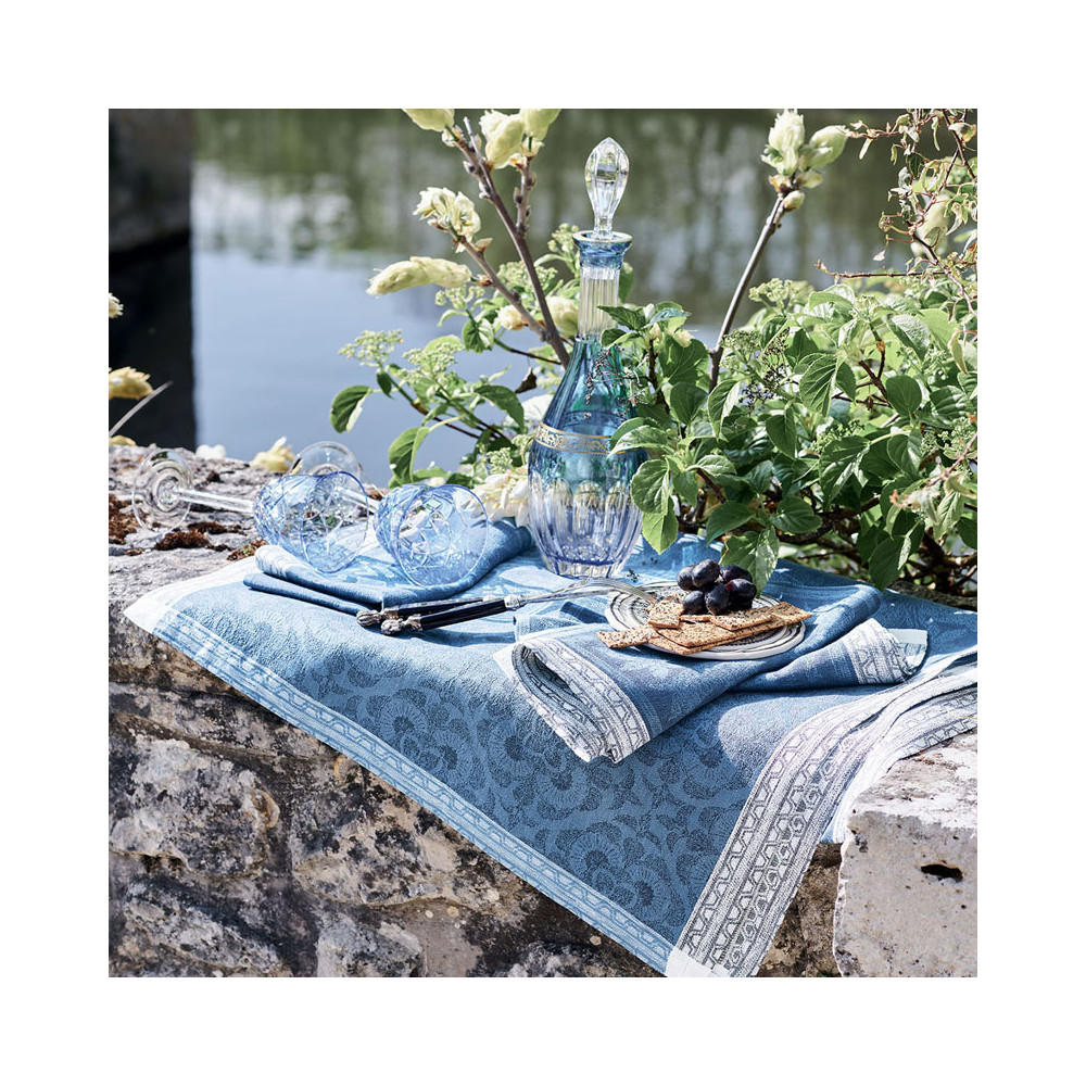 6 serviettes de table anciennes damiers bleus