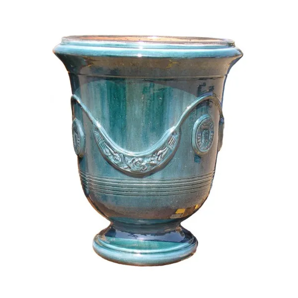 Vase d'Anduze TERRE FIGUIERE Bleu émaillé poterie - 4 tailles