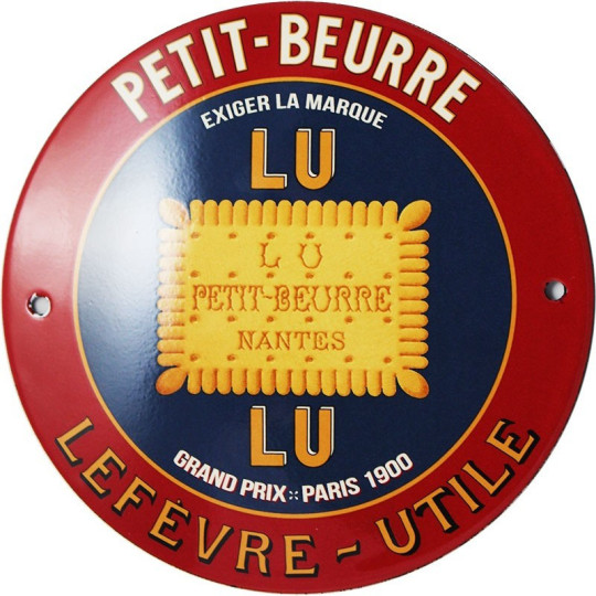 Plaque émaillée ronde Petit-Beurre Lu Email Replica