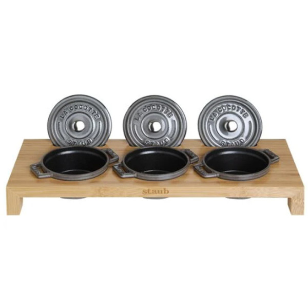 Présentoir 3 mini cocottes en fonte Staub - 2 coloris