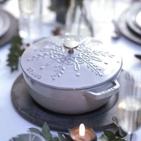 Cocotte en fonte STAUB 24cm flocon truffe blanche