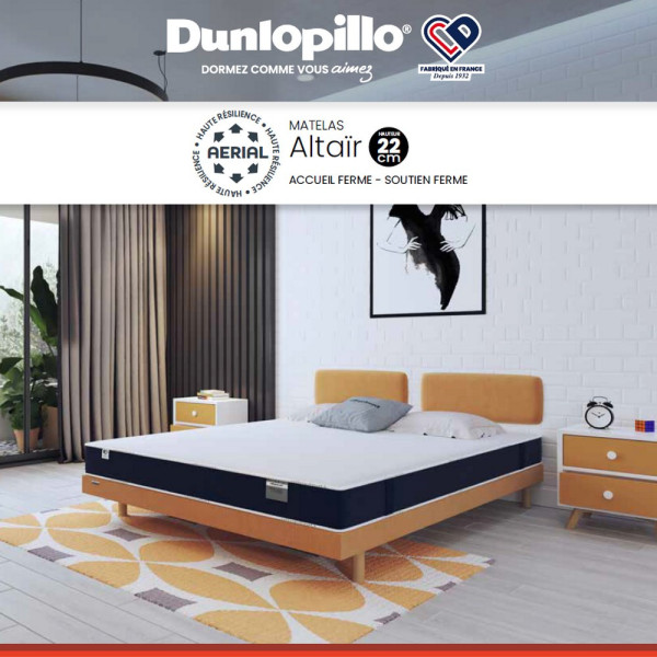 Matelas Dunlopillo ALTAÏR mousse Aérial Medium H22cm - 7 tailles