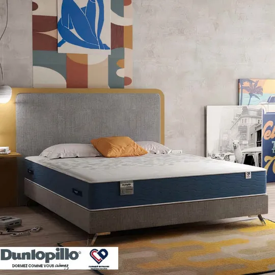 Matelas DUNLOPILLO SHERATAN Ressorts ensachés latex H27cm - 7 tailles