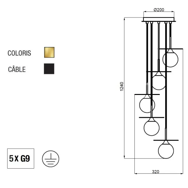 Suspension lustre Cascade S Aluminor