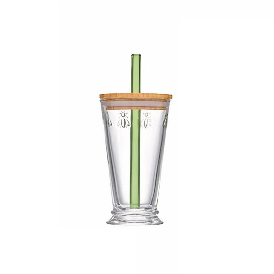 Verre à bubble tea avec paille La Rochère set Abeille