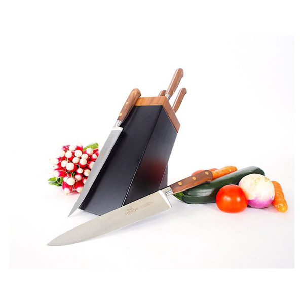Bloc Sarlat noir noyer Sabatier et 5 couteaux de cuisine Périgord