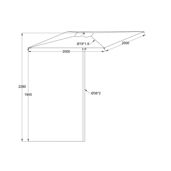 Parasol droit MÉDICIS 2x2m DORADO structure anthracite - 8 coloris