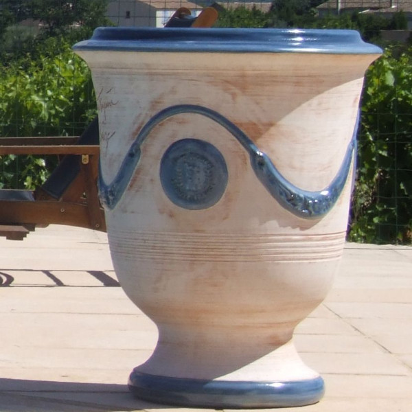 Vase Anduze cérusé bleu Terre Figuière - 4 tailles