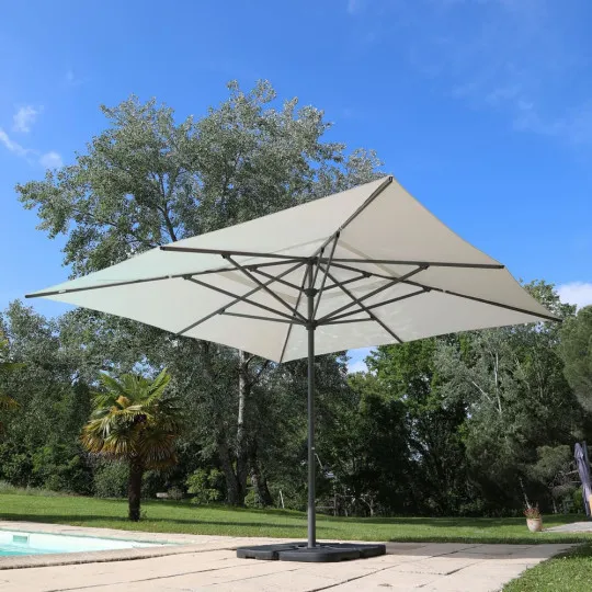 Parasol MÉDICIS carré grand très format 4x4m DELPHINA