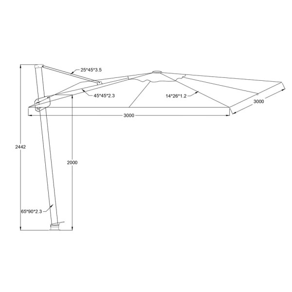 Parasol déporté MÉDICIS 3x3m CENTAURUS - 7 coloris