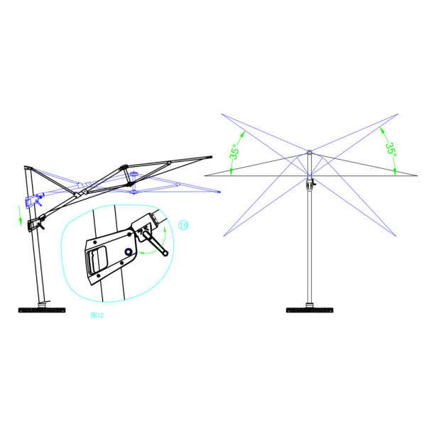 Parasol MÉDICIS déporté XXL 3,5x5m VEGA - 3 coloris