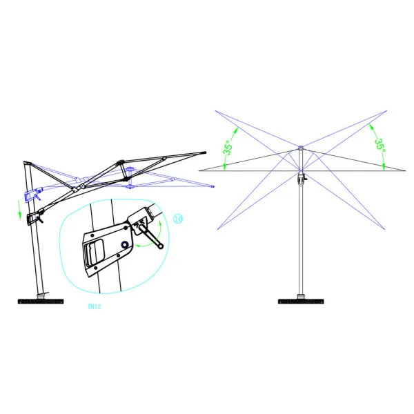 Parasol MÉDICIS déporté XXL 3,5x5m VEGA - 3 coloris