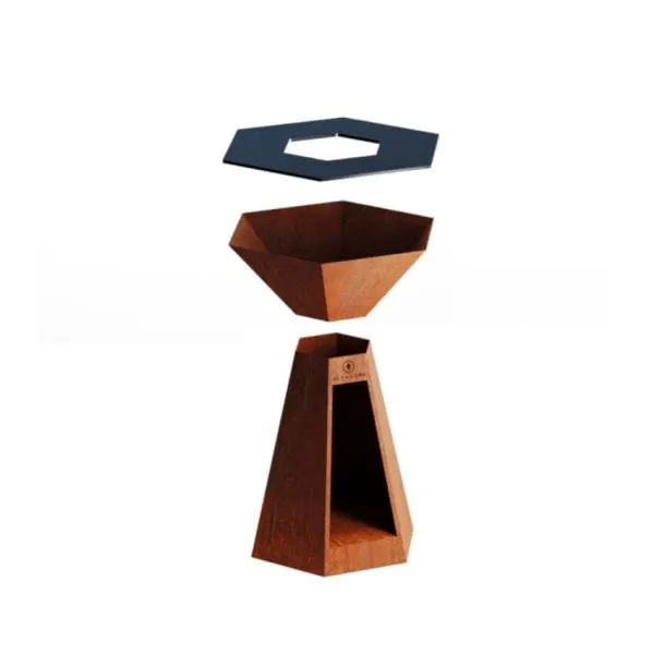 Brasero plancha HEXAGONE Agape 85cm finition corten