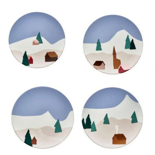 Coffret 4 assiettes à dessert DEGRENNE Destination montagne 23cm
