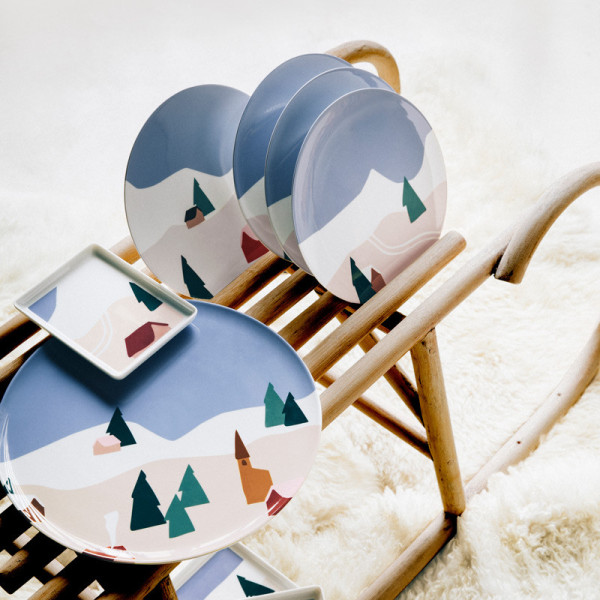 Coffret 4 assiettes à dessert DEGRENNE Destination montagne 23cm