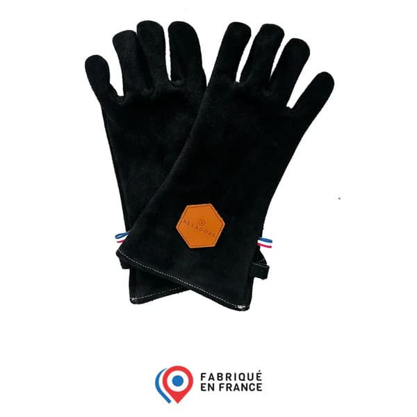 Gants en cuir noir HEXAGONE pour brasero plancha