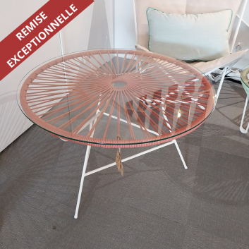 Table basse Zipolite Boqa terracotta et piètement blanc 76cm