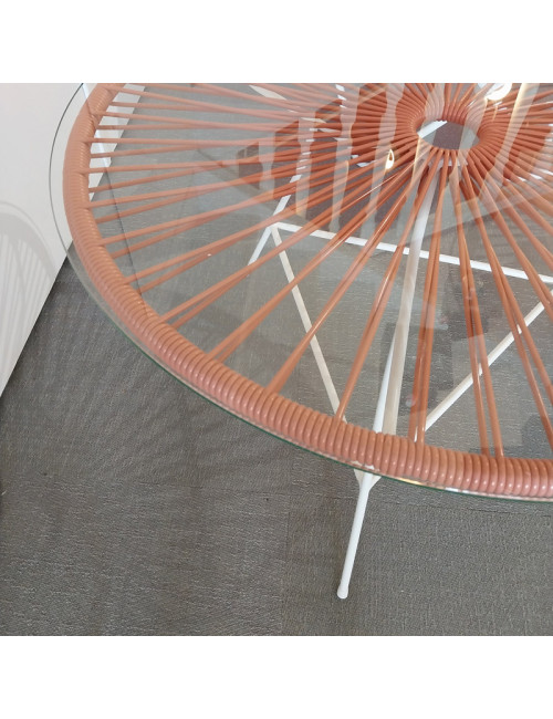 Table basse Zipolite Boqa terracotta et piètement blanc 76cm