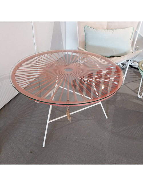 Table basse Zipolite Boqa terracotta et piètement blanc 76cm