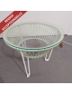 Table basse Toca Boqa vert d'eau et piètement blanc 50cm
