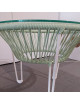 Table basse Toca Boqa vert d'eau et piètement blanc 50cm