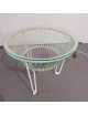 Table basse Toca Boqa vert d'eau et piètement blanc 50cm