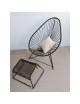 Fauteuil et repose pieds Acapulco Boqa noir et piètement noir