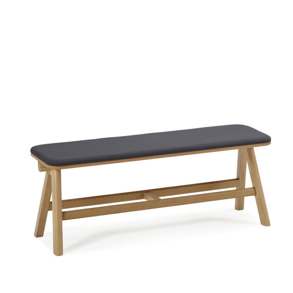 Banc Chevron Dasras bois chêne et tissu - 9 finitions 3 tailles