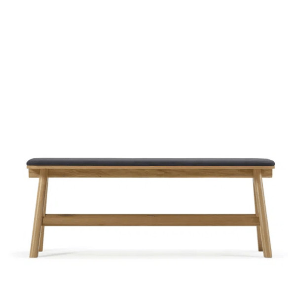 Banc Chevron Dasras bois chêne et tissu - 9 finitions 3 tailles