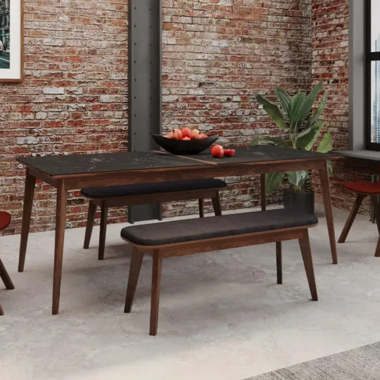 Banc Snack Dasras bois chêne et tissu - 9 finitions 3 tailles