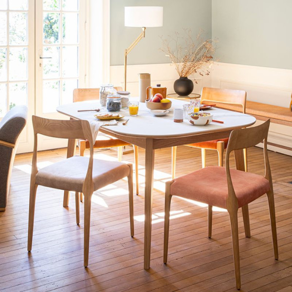Chaise Zélie Dasras bois frêne et tissu - 9 finitions