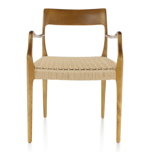 Chaise Zélie Dasras avec accoudoirs bois frêne et tissu - 9 finitions