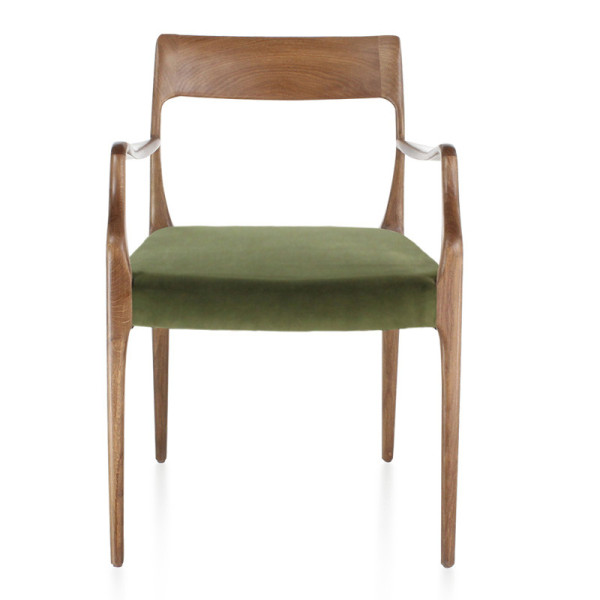 Chaise Zélie Dasras avec accoudoirs bois frêne et tissu - 9 finitions