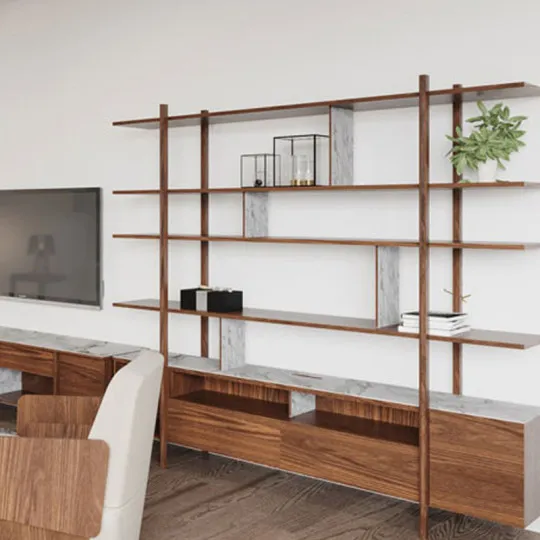 Bibliothèque Stilt Dasras céramique bois chêne ou noyer - 10 finitions