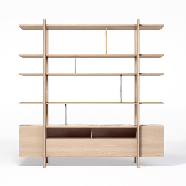 Bibliothèque Stilt Dasras céramique bois chêne ou noyer - 10 finitions
