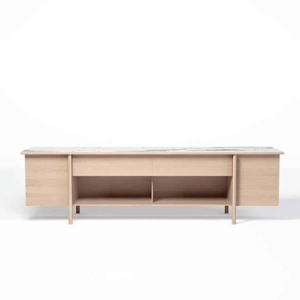 Buffet Meuble TV Stilt Dasras céramique bois chêne ou noyer - 10 finitions