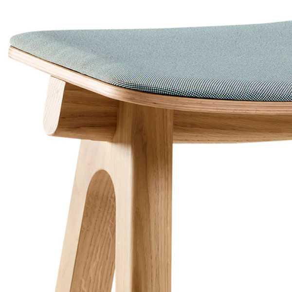 Tabouret Chevron Dasras bois chêne et tissu - 9 finitions 3 hauteurs