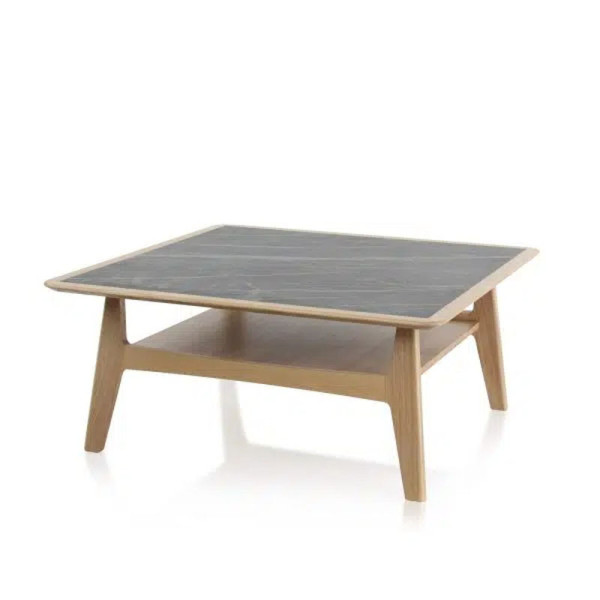 Table basse H Dasras céramique bois chêne ou noyer - 10 finitions 4 tailles